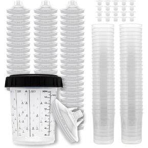 أكواب مسدس رعاة الطلاء القابلة للتصرف (190 ميكرون) 50 LIDS 50 LIDS 1 CUP 1 CUP 1 TROW-SIZE 100ML-3OZ / 200ML-6OZ / 400ML-13.5OZ / 600ML-22OX / 800ML-28 OUS