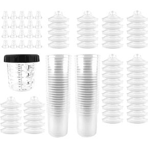 Disposable Paint Spray Gun Cup Liners and Lid System 20 Ounce 50 Pack Kit 600ML