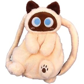 Plush Backpack,Cat Bag,Stuffed Animal Backpack,Cute Cartoon backpack,Plush Bag (A-Black Cat)