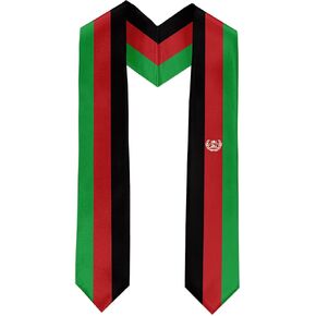 Afghanistan Flag Graduation Sash Satin Scarf 72" Stole for Abroad Student International Study Class