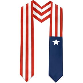 Liberia Flag Graduation Sash Satin Scarf 72" Stole for Abroad Student International Study Class