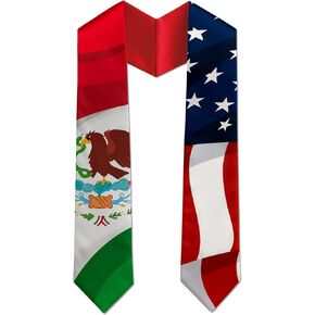 Mexico/USA Flag Graduation Stole 60" Long