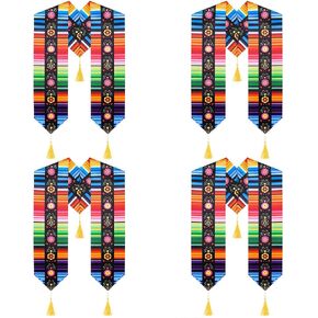 Wehhbtye 6Pcs/4Pcs Mexican Graduation Stole Sash 2025, Mexican Serape Sash, Mexico Class Sash Scarf for Graduation Ceremony