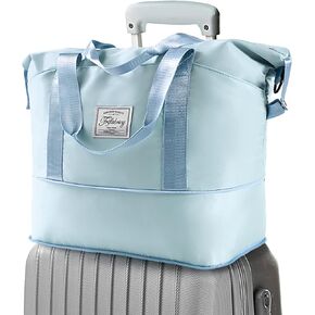 Travel Duffel Bag - Large Shoulder Weekender Overnight Bag, Carry on Bags with Wet Pocket, Waterproof Expandable Duffel Bags with Trolley Sleeve for Sports Travel Gym, Pink