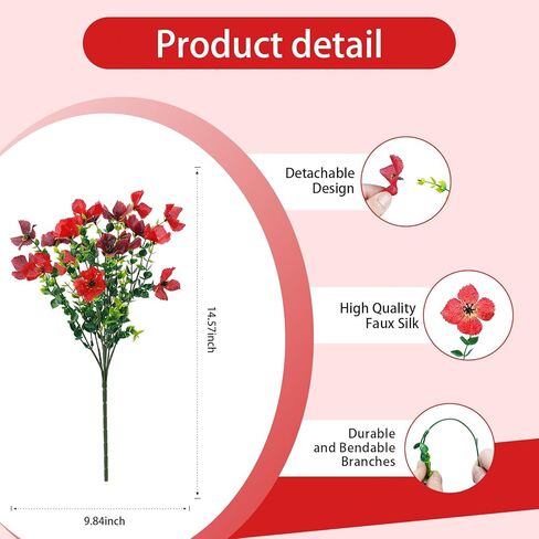 نباتات صناعية مصطنعة الزهور في الهواء الطلق زخرفة الصيف في الهواء الطلق ، 12 حزم حرير مزيف ملون ديزي الأوكالبتوس واقعي للأشعة فوق البنفسجية لديكور شرفة زارع خارج المنزل (مزيج) in Kuwait