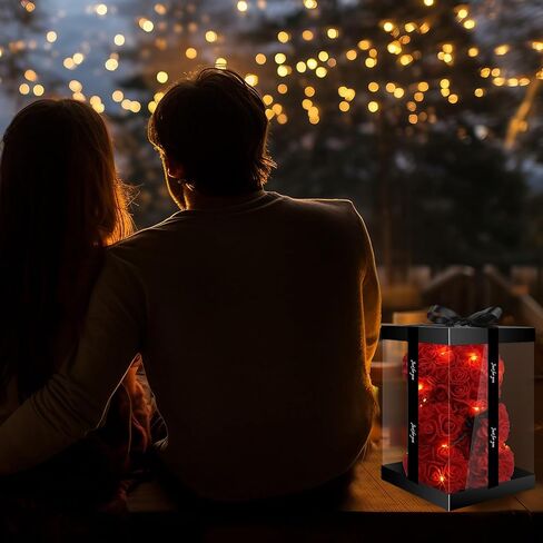 Otlonpe Bear Rose Flower, Mothers Day Flowers Gifts for Mom Wife Grandma Daughter Friends Sister Her, 9 inch Handmade Roses Led Light in Gifts Box, Womens Gifts for Birthday Christmas Valentines in Kuwait