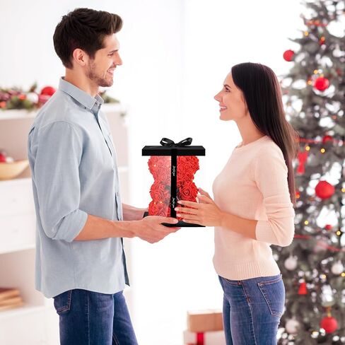 Otlonpe Bear Rose Flower, Mothers Day Flowers Gifts for Mom Wife Grandma Daughter Friends Sister Her, 9 inch Handmade Roses Led Light in Gifts Box, Womens Gifts for Birthday Christmas Valentines in Kuwait