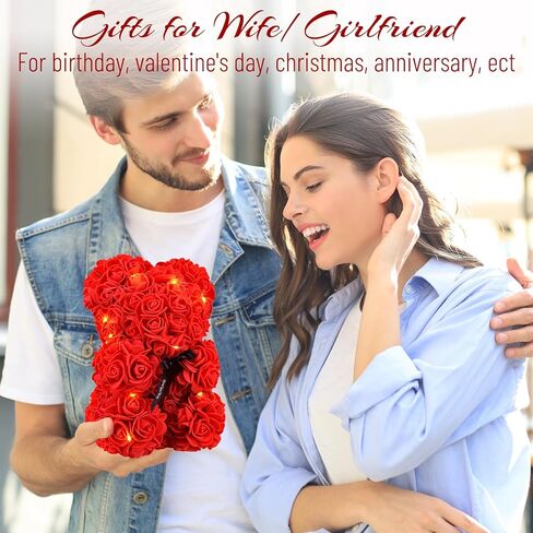 Otlonpe Bear Rose Flower, Mothers Day Flowers Gifts for Mom Wife Grandma Daughter Friends Sister Her, 9 inch Handmade Roses Led Light in Gifts Box, Womens Gifts for Birthday Christmas Valentines in Kuwait