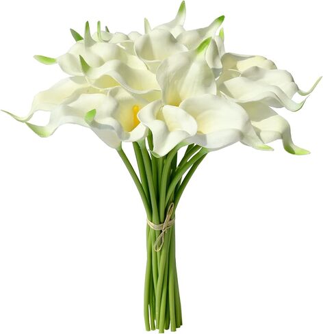 Mandy's 20pcs White Artificial Calla Lily Silk Fake Flowers 13.5" for Mother's Day Easter Home Kitchen Wedding Decorations New Year Spring in Saudi Arabia