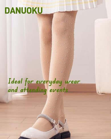 Girls Stockings 2 Pack Kids Rhinestone Stockings Glitter Tights girls Dance Tights For 6-12 Years in Saudi Arabia