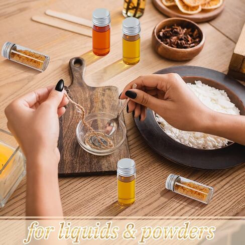 100 pcs قوارير صغيرة صافية التوابل الجرار المصغرة مع الأغطية زجاجات زجاجية صغيرة مع أغطية معدنية من الألومنيوم المسمار الحاويات عينة من الحاويات لمسحوق كريمة المجوهرات التجميلية (10 مل ، أغطية فضية) in Kuwait