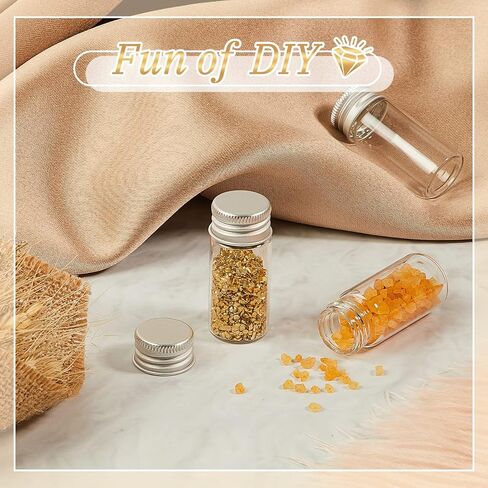 100 pcs قوارير صغيرة صافية التوابل الجرار المصغرة مع الأغطية زجاجات زجاجية صغيرة مع أغطية معدنية من الألومنيوم المسمار الحاويات عينة من الحاويات لمسحوق كريمة المجوهرات التجميلية (10 مل ، أغطية فضية) in Kuwait