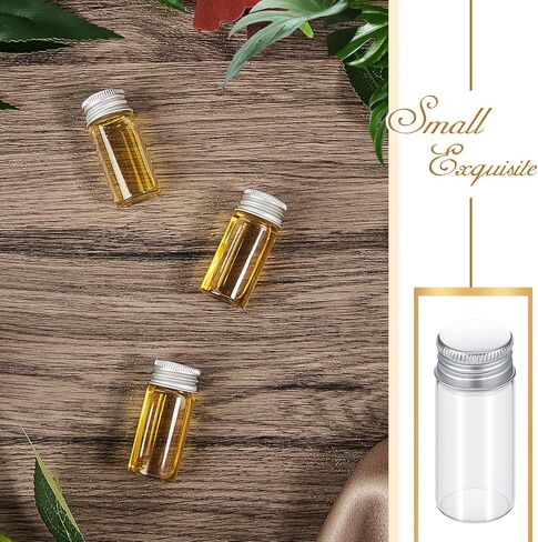 100 pcs قوارير صغيرة صافية التوابل الجرار المصغرة مع الأغطية زجاجات زجاجية صغيرة مع أغطية معدنية من الألومنيوم المسمار الحاويات عينة من الحاويات لمسحوق كريمة المجوهرات التجميلية (10 مل ، أغطية فضية) in Kuwait