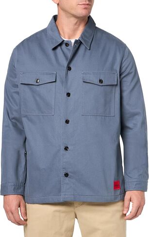 HUGO Men's Twill Patch Pockets Button Down Overshirt in Saudi Arabia