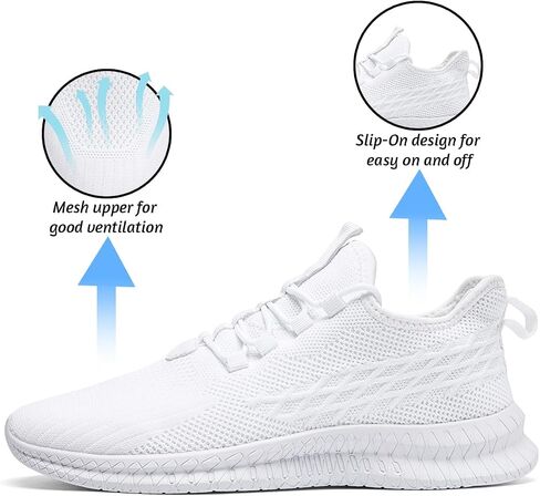 Running Shoes for Men Casual Slip on Tennis Walking Sneakers Lightweight Breathable Mesh Fashion Gym Athletic Sports Workout Non Slip Trainers in Saudi Arabia