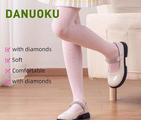 Girls Stockings 2 Pack Kids Rhinestone Stockings Glitter Tights girls Dance Tights For 6-12 Years in Saudi Arabia