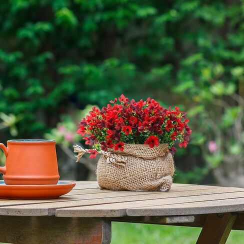 نباتات صناعية مصطنعة الزهور في الهواء الطلق زخرفة الصيف في الهواء الطلق ، 12 حزم حرير مزيف ملون ديزي الأوكالبتوس واقعي للأشعة فوق البنفسجية لديكور شرفة زارع خارج المنزل (مزيج) in Kuwait