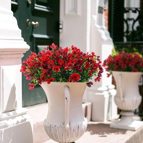 نباتات صناعية مصطنعة الزهور في الهواء الطلق زخرفة الصيف في الهواء الطلق ، 12 حزم حرير مزيف ملون ديزي الأوكالبتوس واقعي للأشعة فوق البنفسجية لديكور شرفة زارع خارج المنزل (مزيج) in Kuwait