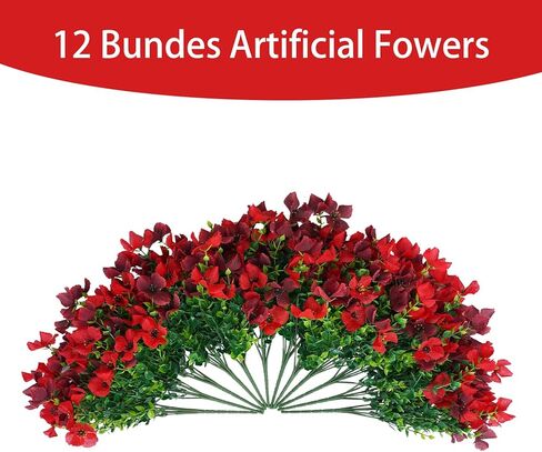 نباتات صناعية مصطنعة الزهور في الهواء الطلق زخرفة الصيف في الهواء الطلق ، 12 حزم حرير مزيف ملون ديزي الأوكالبتوس واقعي للأشعة فوق البنفسجية لديكور شرفة زارع خارج المنزل (مزيج) in Kuwait