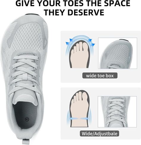 Wide Toe Box Shoes for Men - Wide Width Walking Shoes Comfortable Athletic Running Tennis Jogging Workout Gym Sneakers for Swelling Bunion Plantar Fasciitis Feet Non-Slip Rubber Sole in Kuwait