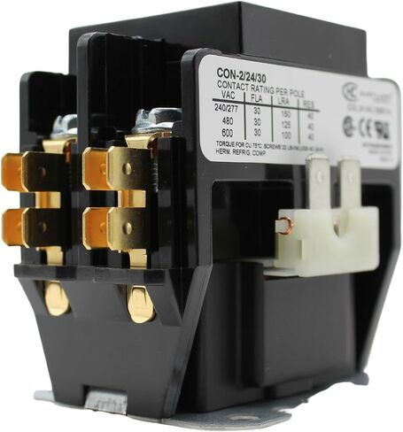 موصل HVAC Genius HVAC، قطب واحد 30 أمبير / ملف موصل قطب واحد 24 فولت، موصل تيار متردد بديل متوافق مع مرحل مكيف الهواء hn51kc024، أنظمة التبريد، مدرج في قائمة UL in Saudi Arabia