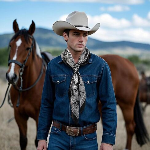 Bandanas for Men and Women Cowboy Bandana Western Scarf Paisley Print Handkerchiefs Pirate Headbands in Kuwait