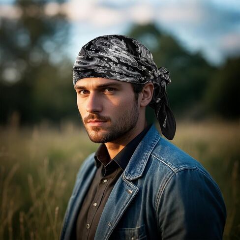 Bandanas for Men and Women Cowboy Bandana Western Scarf Paisley Print Handkerchiefs Pirate Headbands in Kuwait