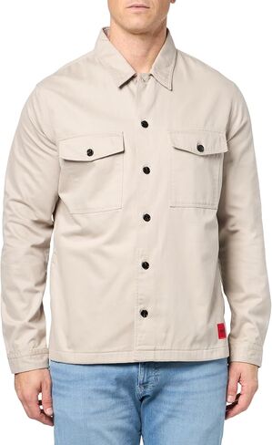 HUGO Men's Twill Patch Pockets Button Down Overshirt in Saudi Arabia