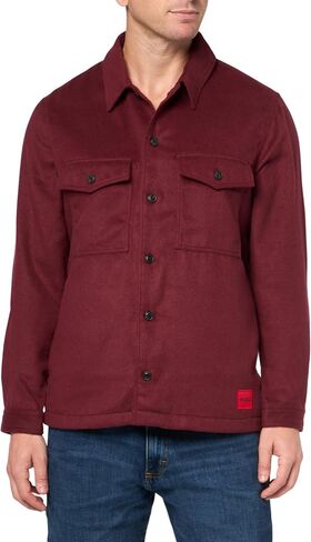 HUGO Men's Twill Patch Pockets Button Down Overshirt in Saudi Arabia