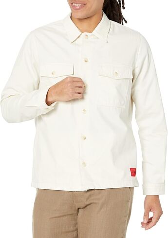 HUGO Men's Twill Patch Pockets Button Down Overshirt in Saudi Arabia