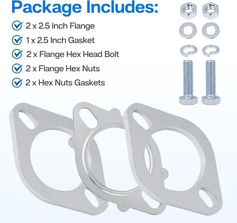 2-Bolt 2.5 inch/63mm Stainless Steel Exhaust Flange & Exhaust Gasket with Bolts & Nuts for Automotive Replacement Exhaust Flanges in Kuwait