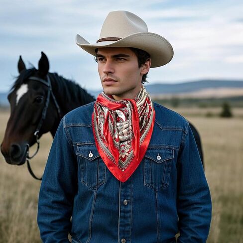 Bandanas for Men and Women Cowboy Bandana Western Scarf Paisley Print Handkerchiefs Pirate Headbands in Saudi Arabia