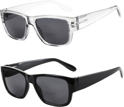 BLUEMOKY Square Bifocal Sunglasses for Men: Reading Glasses with UV400 Protection - Retro Shades Classic Rectangle Frame in Saudi Arabia