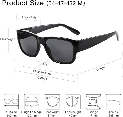 BLUEMOKY Square Bifocal Sunglasses for Men: Reading Glasses with UV400 Protection - Retro Shades Classic Rectangle Frame in Saudi Arabia