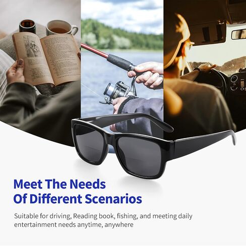BLUEMOKY Square Bifocal Sunglasses for Men: Reading Glasses with UV400 Protection - Retro Shades Classic Rectangle Frame in Saudi Arabia
