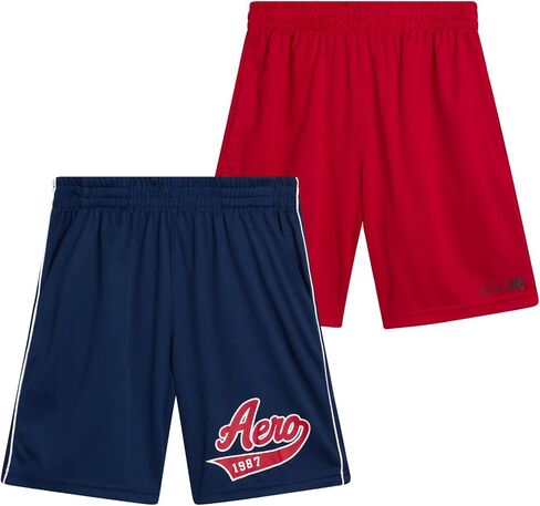 AEROPOSTALE Boys Athletic Shorts - 2 Pack Pull On Mesh Performance Running Basketball Gym Shorts for Boys (Sizes: 8-16) in Saudi Arabia