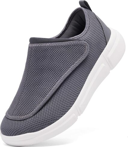 Men's Wide Diabetic Slip-On Shoes Adjustable Comfortable Walking Shoes for Swollen Feet Elderly Foot Pain Relief and Neuropathy Support in Kuwait