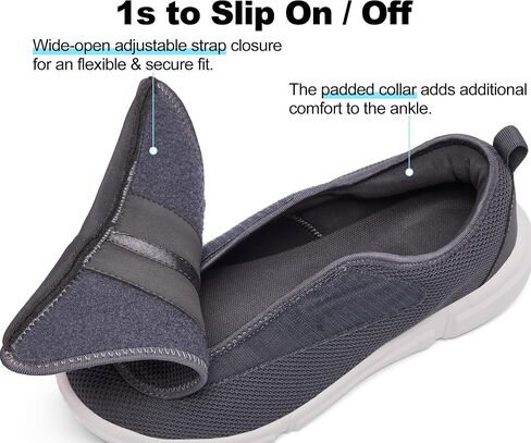 Men's Wide Diabetic Slip-On Shoes Adjustable Comfortable Walking Shoes for Swollen Feet Elderly Foot Pain Relief and Neuropathy Support in Kuwait