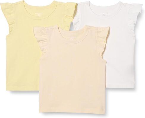 Amazon Essentials Girls and Toddlers' Sleeveless Ruffle T-Shirt, Pack of 3 in Saudi Arabia