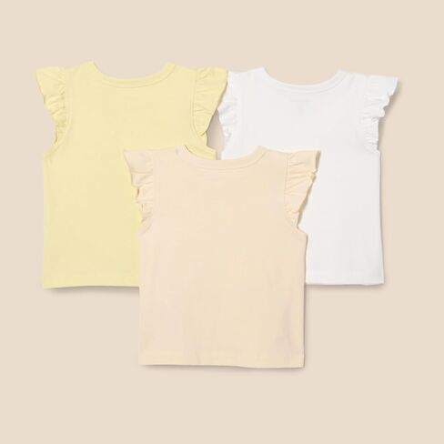 Amazon Essentials Girls and Toddlers' Sleeveless Ruffle T-Shirt, Pack of 3 in Saudi Arabia