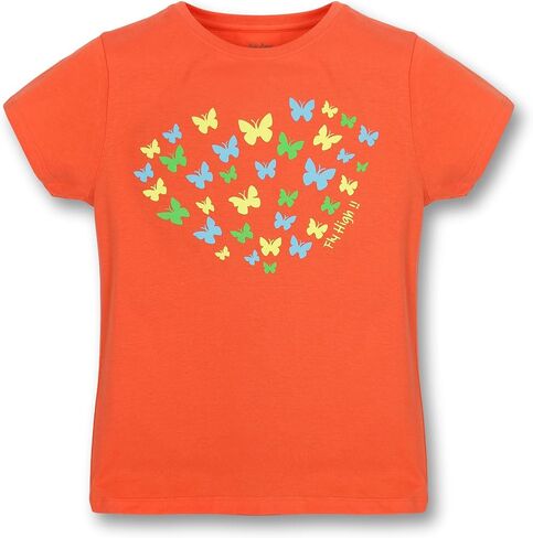 Girls Cotton Crew Round Rib Neck Short Sleeve T-Shirts, Green, Orange red, Turquois in Saudi Arabia