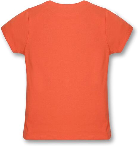 Girls Cotton Crew Round Rib Neck Short Sleeve T-Shirts, Green, Orange red, Turquois in Saudi Arabia