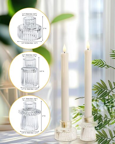 Homemory Clear Glass Candle Holders, 3 Pcs Tea Light hoders, Taper Glass Candlestick Holder, Votive Candle Holders for Table Wedding Centerpieces, Shabbat, Halloween, Home Decor, Christmas in Saudi Arabia