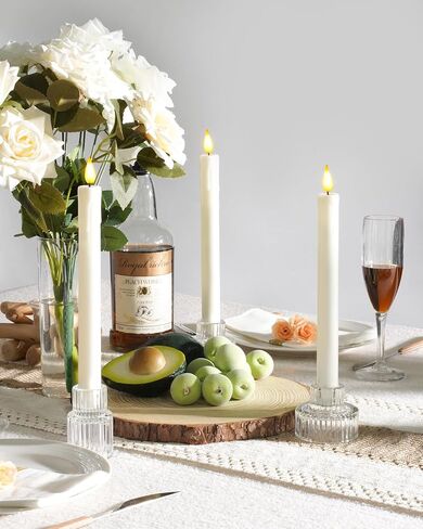 Homemory Clear Glass Candle Holders, 3 Pcs Tea Light hoders, Taper Glass Candlestick Holder, Votive Candle Holders for Table Wedding Centerpieces, Shabbat, Halloween, Home Decor, Christmas in Saudi Arabia
