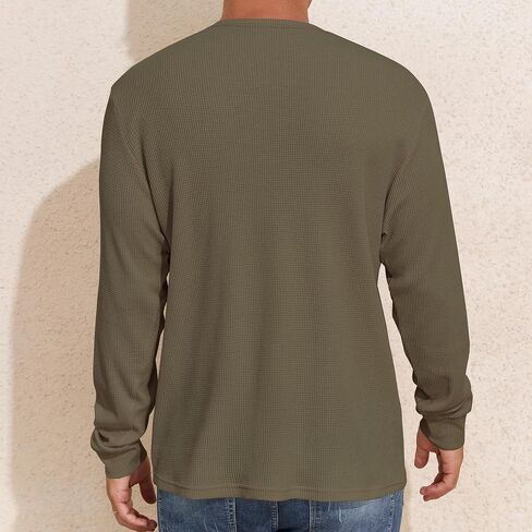 PrettyGuide Men's Long Sleeve Waffle Shirts Casual Lightweight Crewneck Thermal Undershirts Pullover Tops in Kuwait