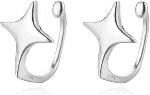 Reffeer Solid 925 Sterling Silver Star Cuff Earrings Cartilage Wraps for Women Teens Helix Earrings Star Clip On Earrings No Piercing in Kuwait