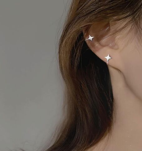 Reffeer Solid 925 Sterling Silver Star Cuff Earrings Cartilage Wraps for Women Teens Helix Earrings Star Clip On Earrings No Piercing in Kuwait