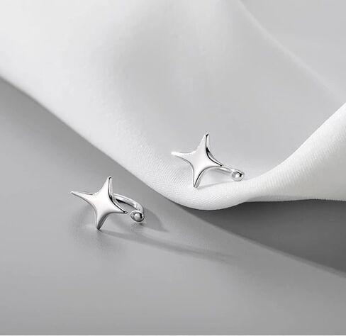 Reffeer Solid 925 Sterling Silver Star Cuff Earrings Cartilage Wraps for Women Teens Helix Earrings Star Clip On Earrings No Piercing in Kuwait