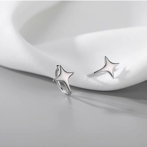 Reffeer Solid 925 Sterling Silver Star Cuff Earrings Cartilage Wraps for Women Teens Helix Earrings Star Clip On Earrings No Piercing in Kuwait