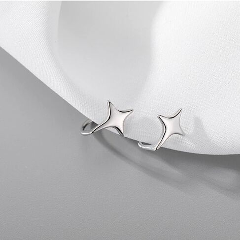 Reffeer Solid 925 Sterling Silver Star Cuff Earrings Cartilage Wraps for Women Teens Helix Earrings Star Clip On Earrings No Piercing in Kuwait